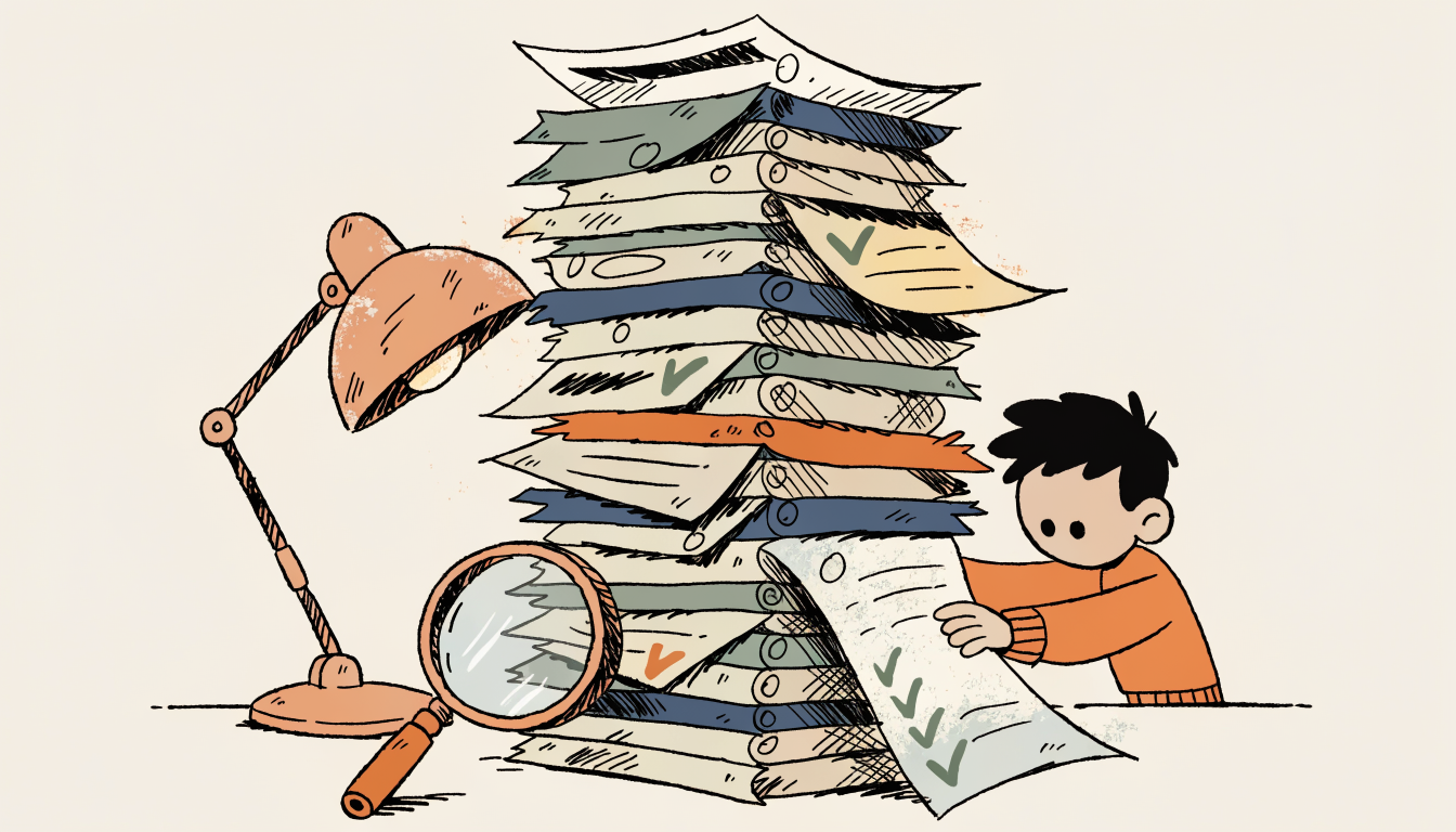 Student som övar på gamla högskoleprov med anteckningar och strategisk planering