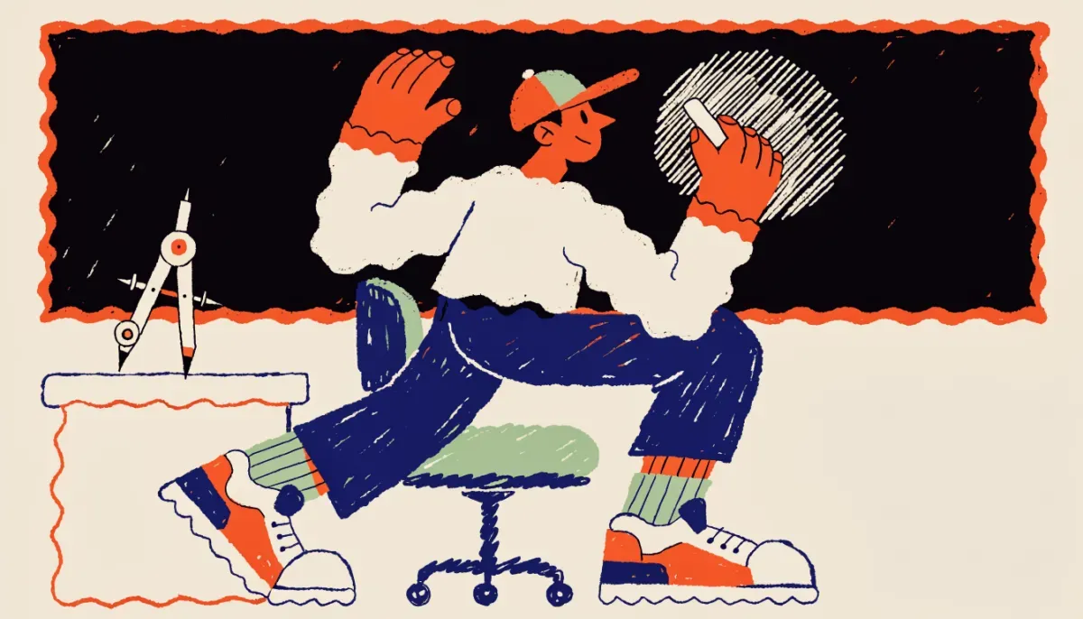 Retro illustration av en cirkel med radie och diameter inritade för areaberäkning