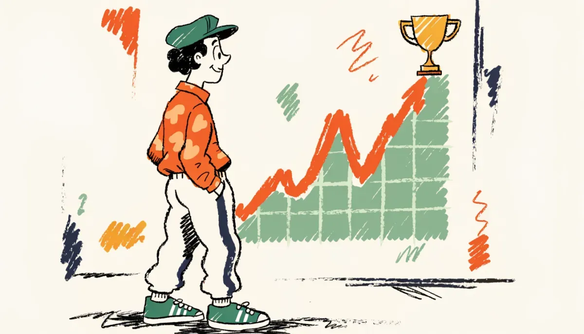 Retro illustration av en student som tränar för att höja sina HP-poäng