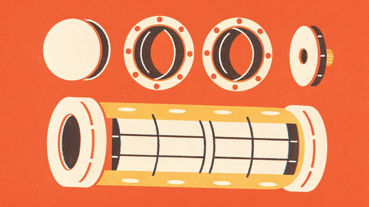 Uppsprängd vy av en cylinders delar