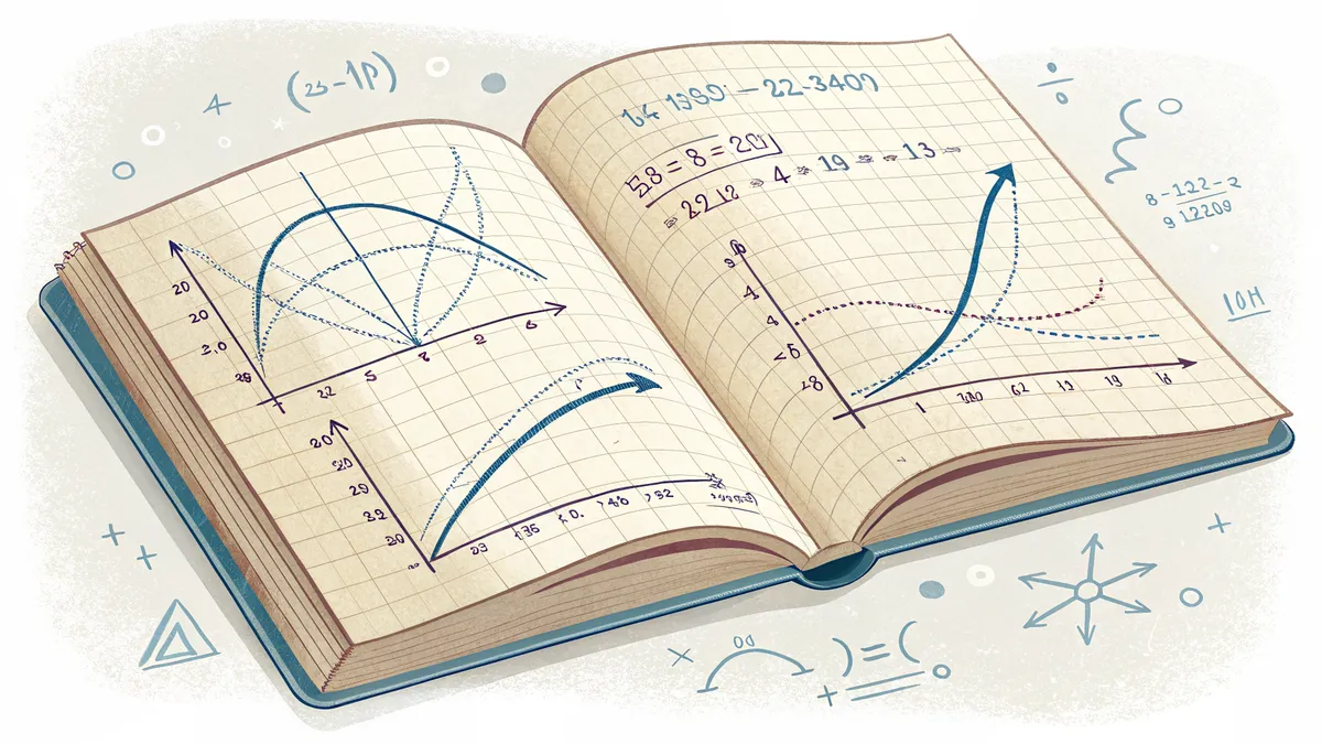 Mattebok med grafer och kurvor