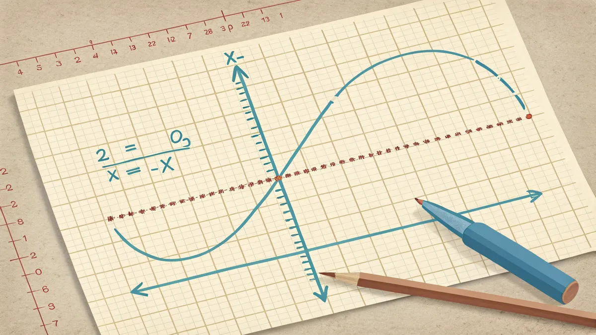 Parabel och linje på rutat papper