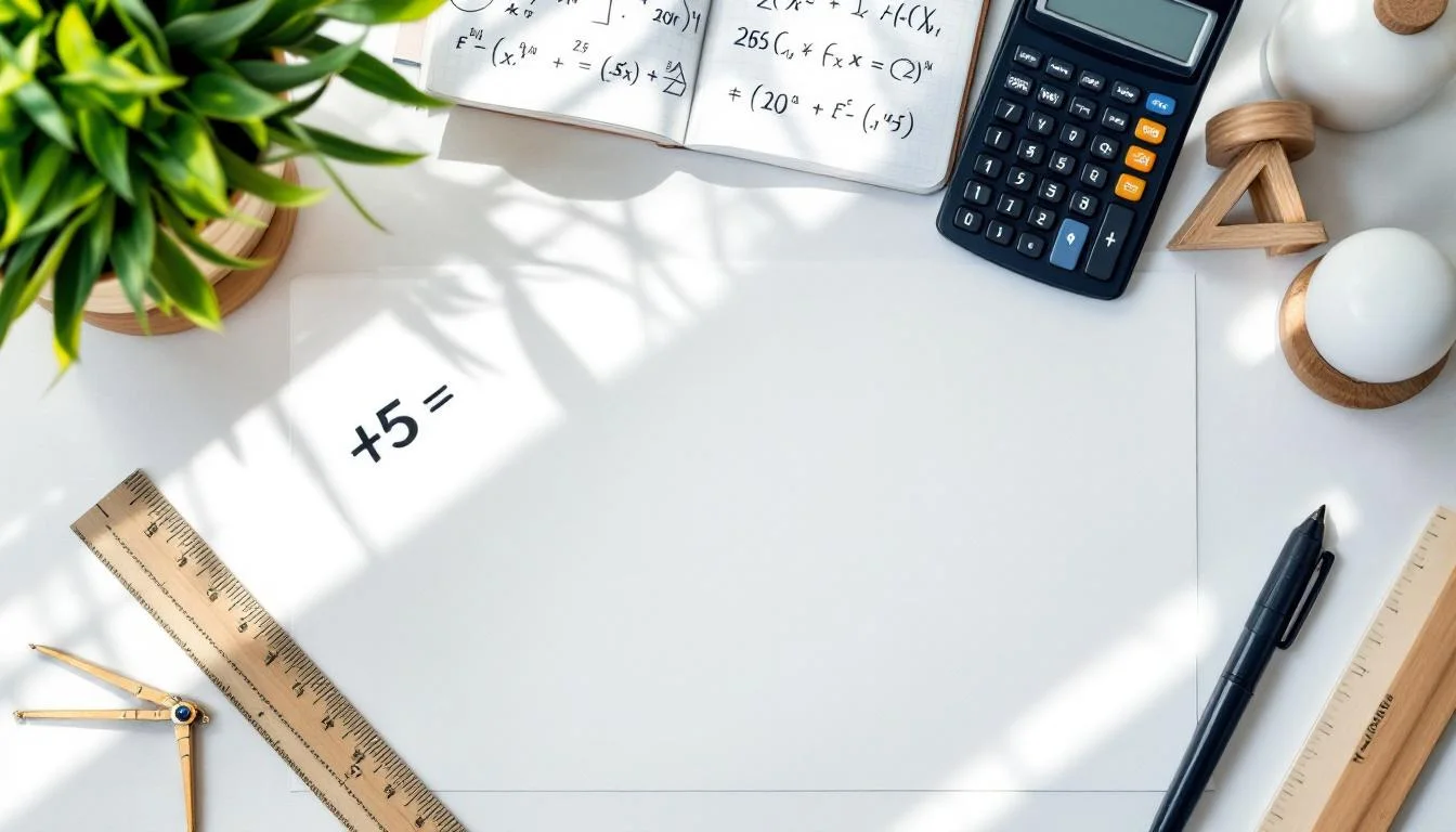 Tavla med snyggt uppskrivna matematiska formler och geometriska figurer