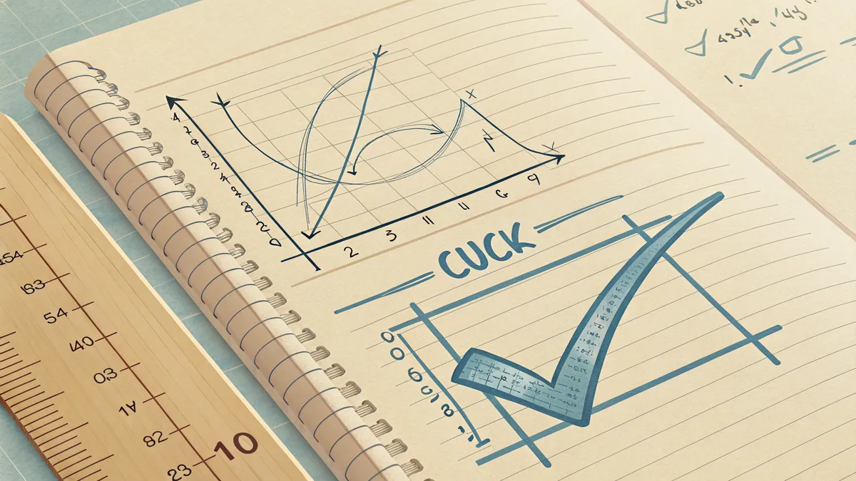 Matematikträning med grafer och checkmark i anteckningsbok