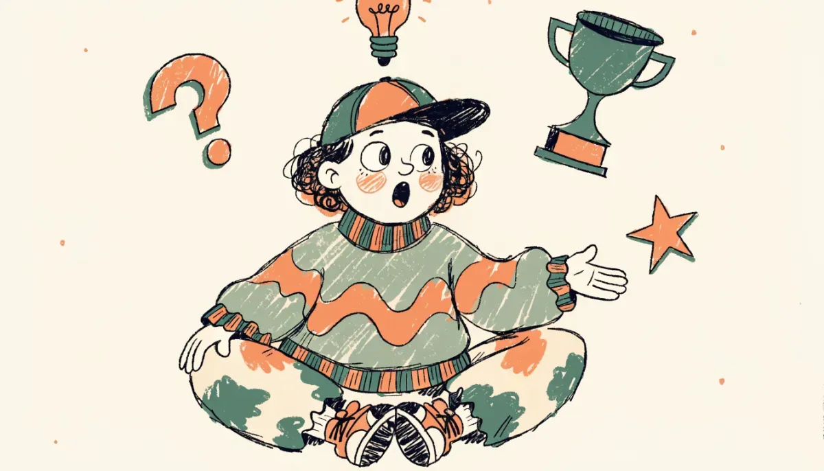 Illustration av förvånad person som har en aha-upplevelse med rolig kuriosa